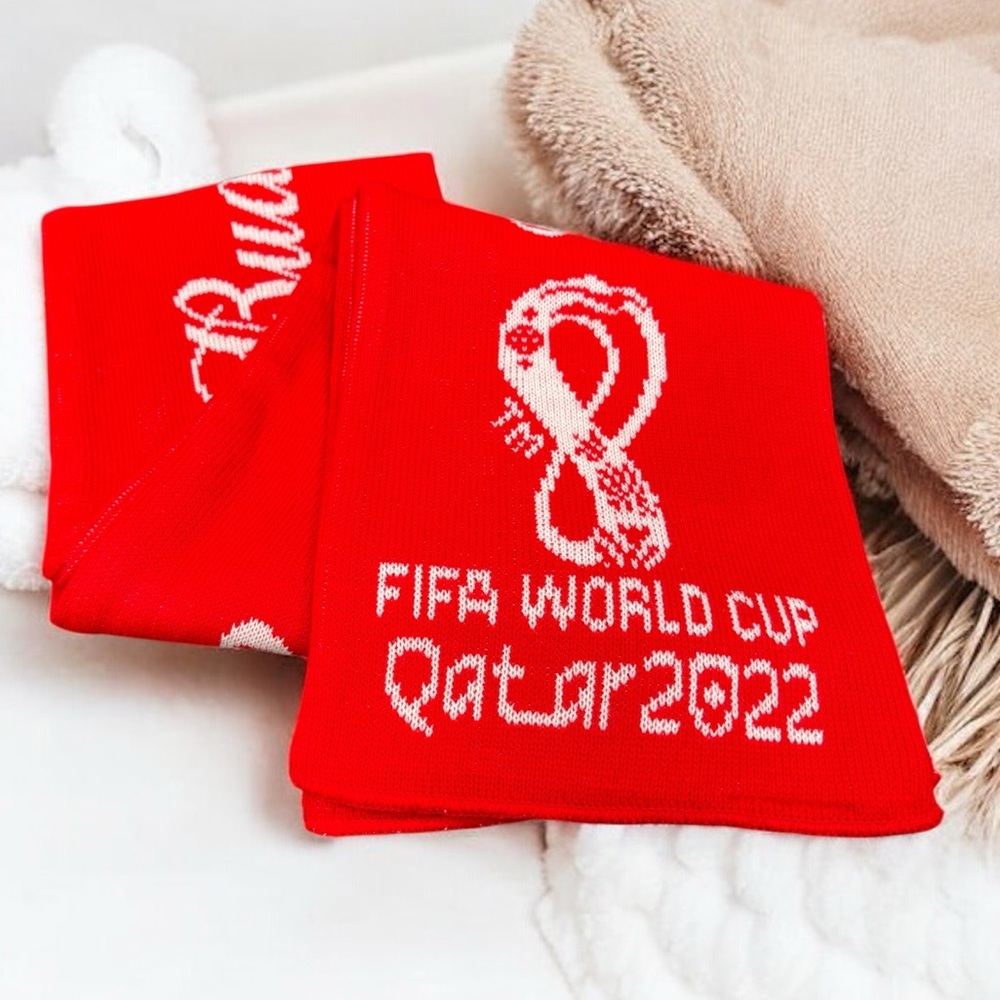 FIFA Scarf World Cup 2022 Qatar Budweiser Red Knit Official Merch Soccer